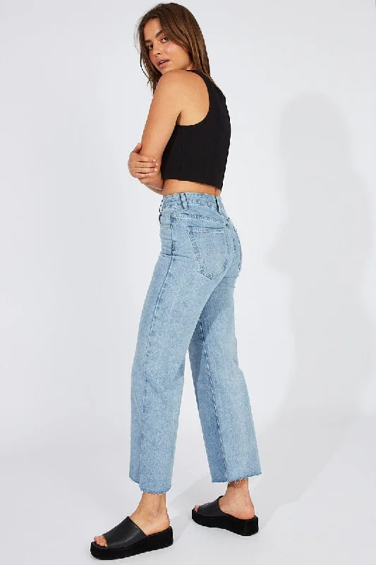 Denim High Rise Wide Leg Crop