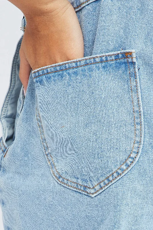 Denim Short Overall Jeans