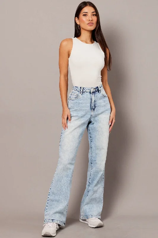 Denim Straight Jean High Rise Acid Wash