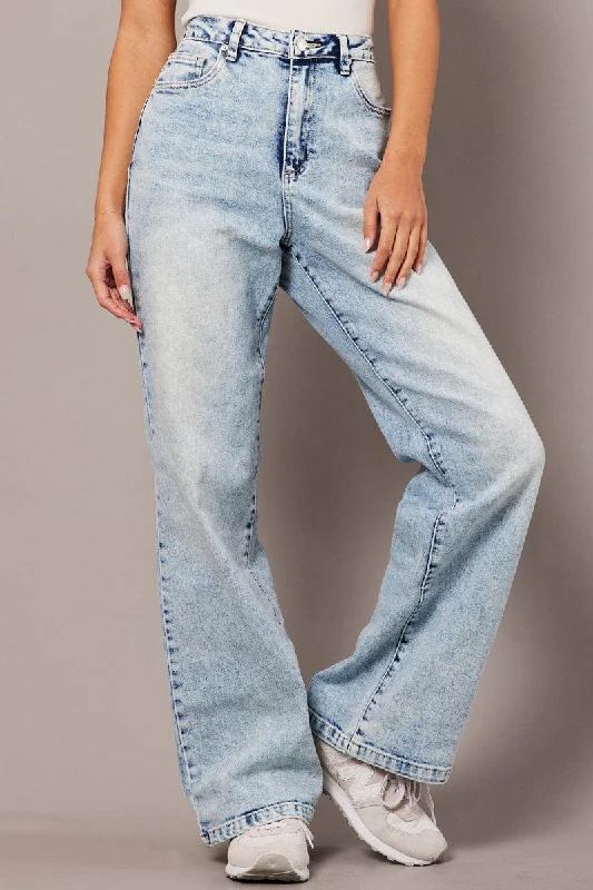 Denim Straight Jean High Rise Acid Wash