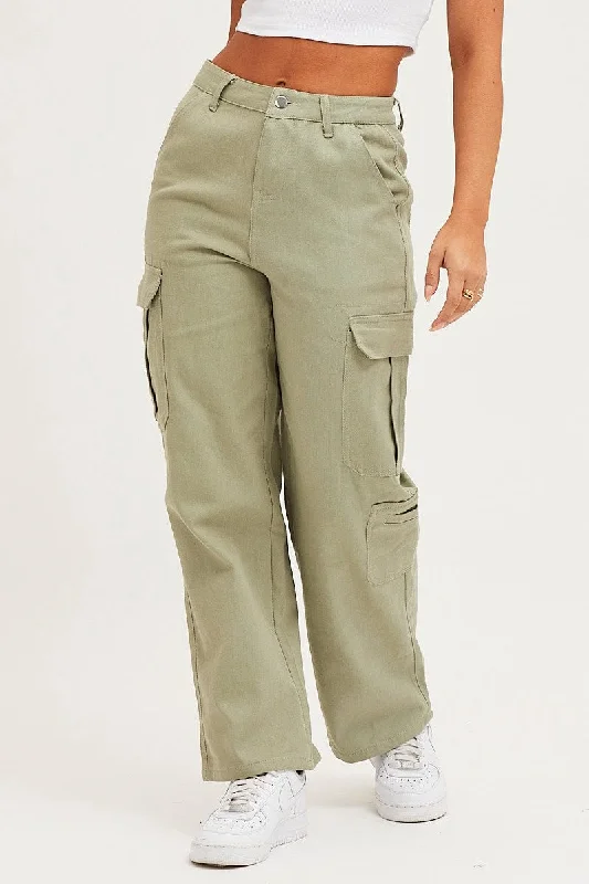 Green Cargo Pants Polyester