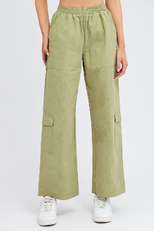 Green Cargo Pants Wide Leg