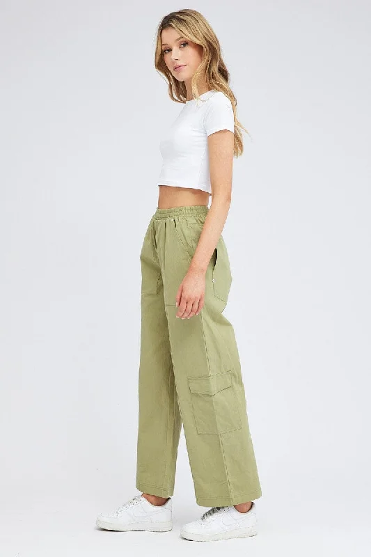 Green Cargo Pants Wide Leg