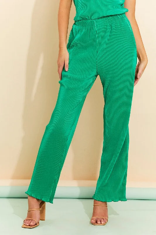 Green Plisse Pants