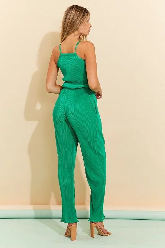 Green Plisse Pants