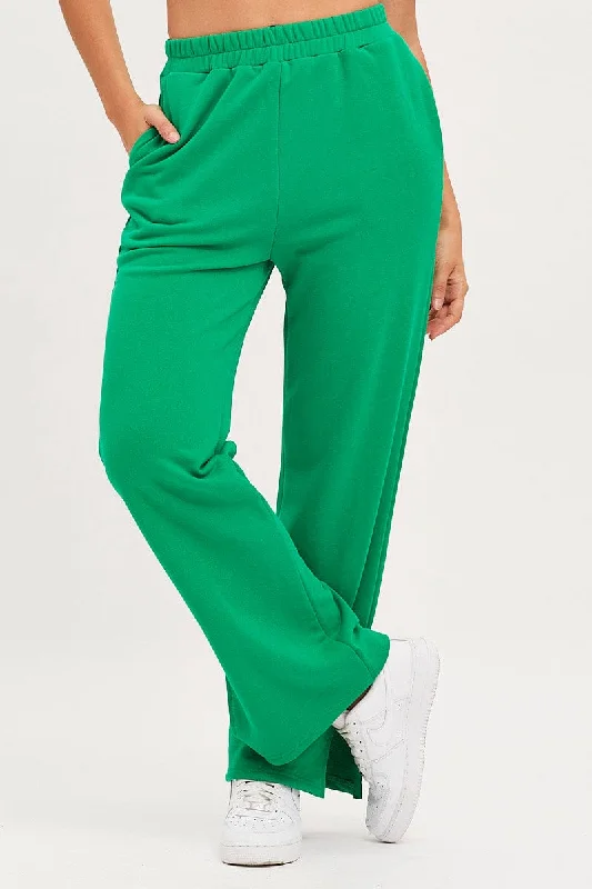 Green Track Pants High Rise