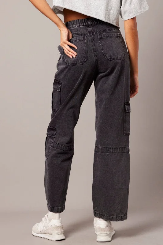 Grey Cargo Jean Wide Leg