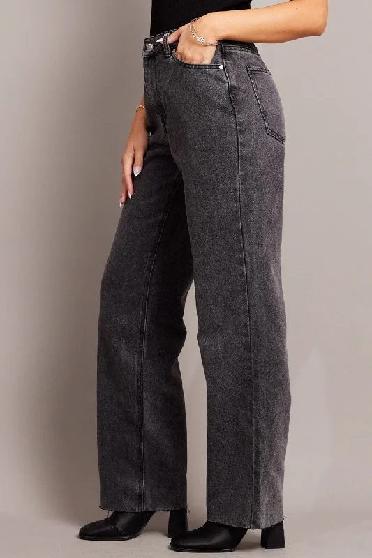 Grey Straight Jean Mid Rise