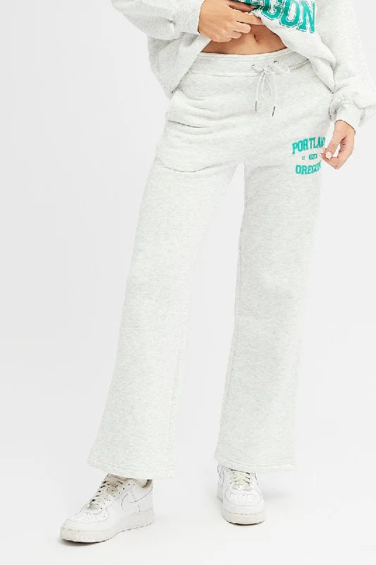 Grey Track Pants Relaxed Fit