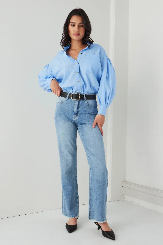 Juniper Mid Blue High Waist Wide Leg Jean