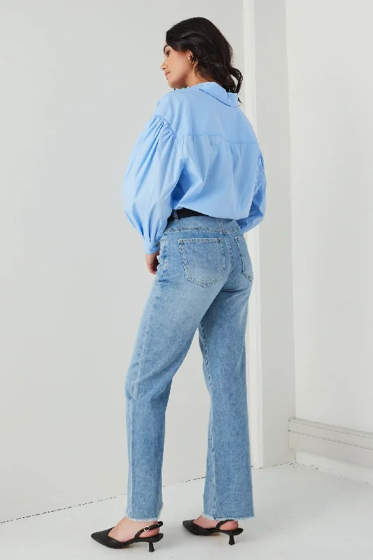 Juniper Mid Blue High Waist Wide Leg Jean