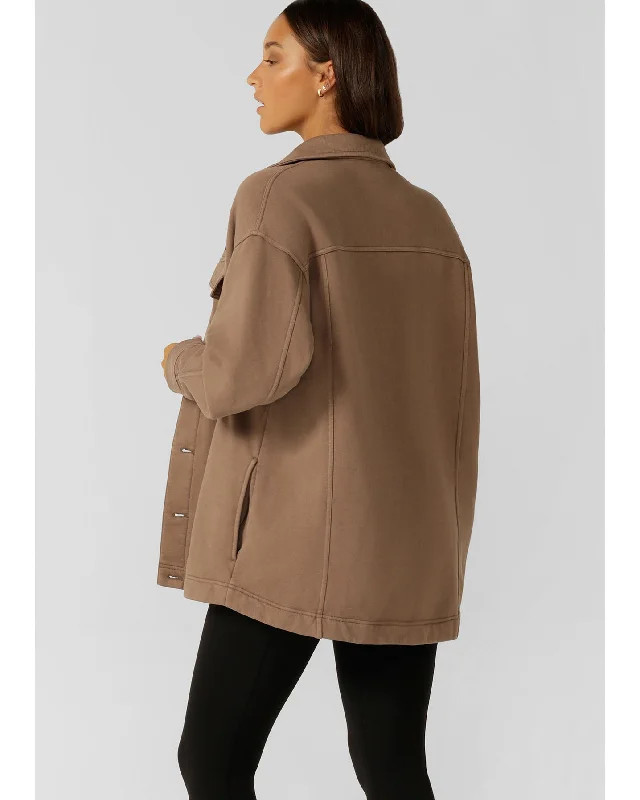 Lorna Jane Daybreak Washed Fleece Jacket - Washed Cedar