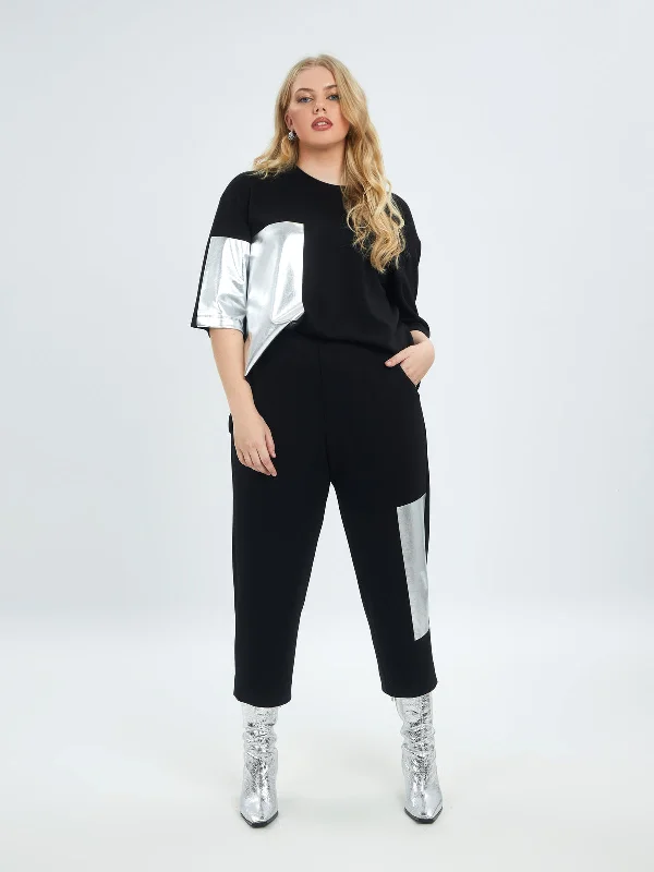 Mat Black & Silver Trousers