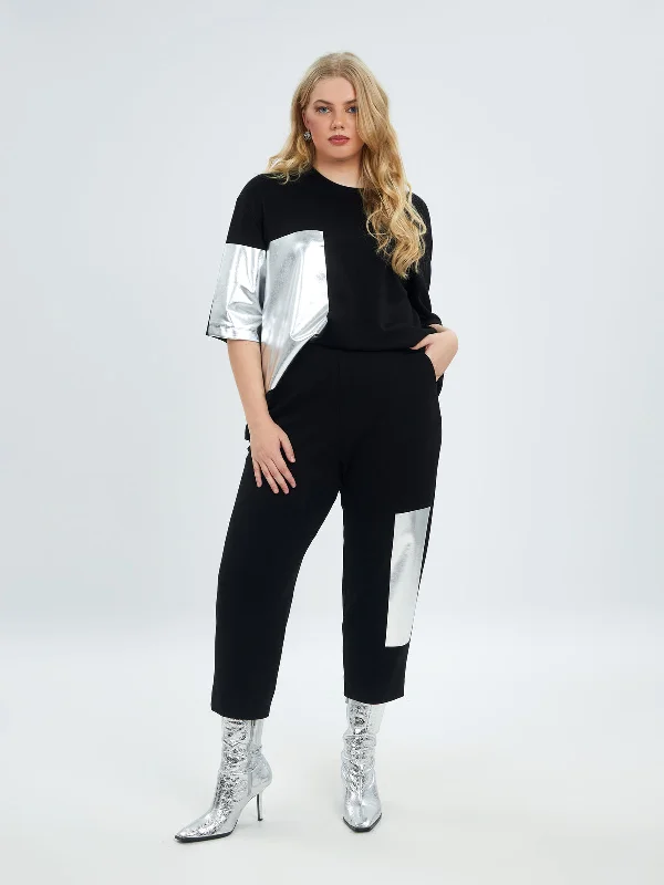 Mat Black & Silver Trousers