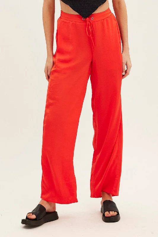 Orange Full Length Fluid Pant