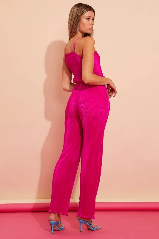 Pink Plisse Pants