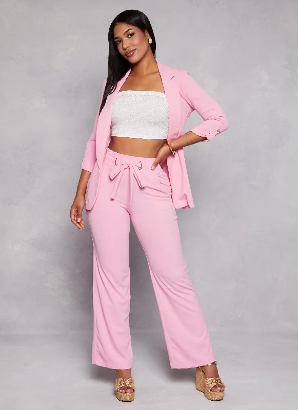 Tie Front Waist Wide Leg Pants