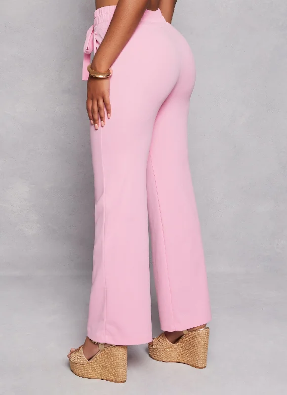 Tie Front Waist Wide Leg Pants