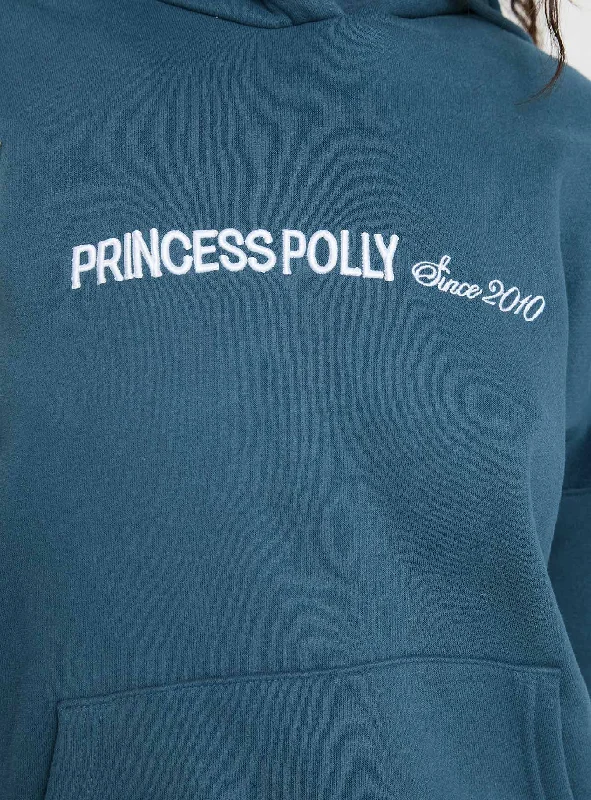 Princess Polly Hooded Sweatshirt Block / Cursive Text Slate