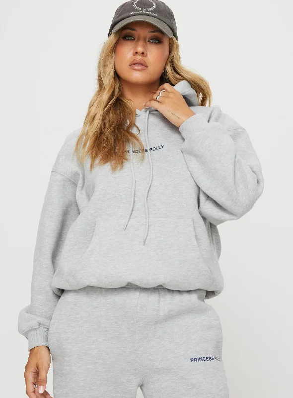 Princess Polly Hooded Sweatshirt Bubble Text Grey Marle / Slate