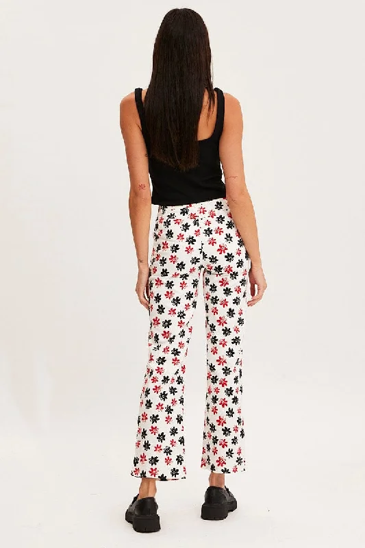 Print Slim Pants High Rise