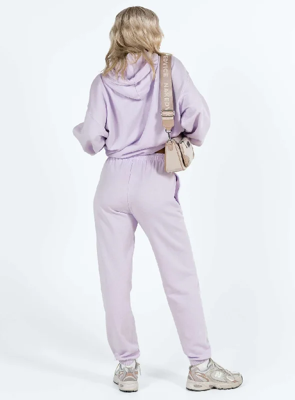 Princess Polly Track Pants Squiggle Text Dusty Mauve / Eggshell