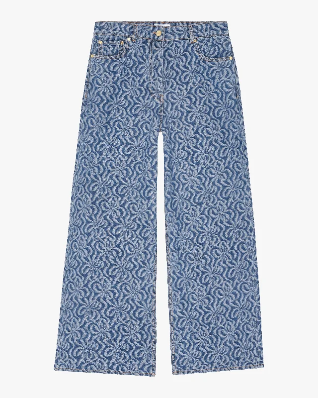 Jacquard Denim Wide Pants