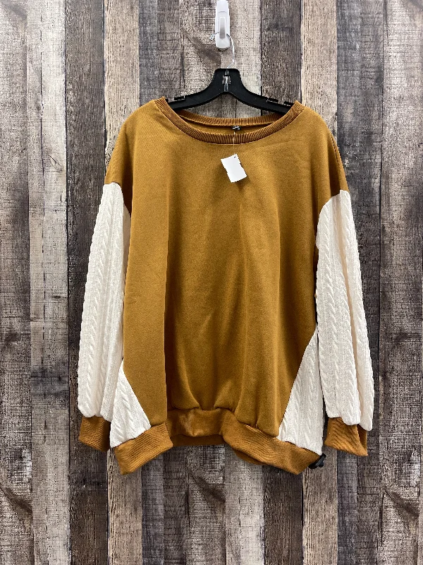 Sweatshirt Crewneck By Shein In Tan, Size: 2x