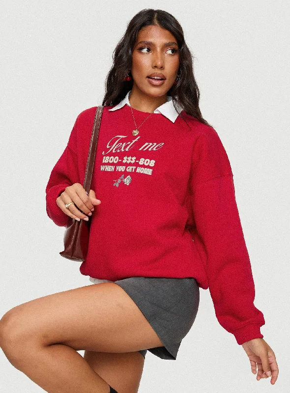 Text Me Crewneck Sweatshirt Cherry