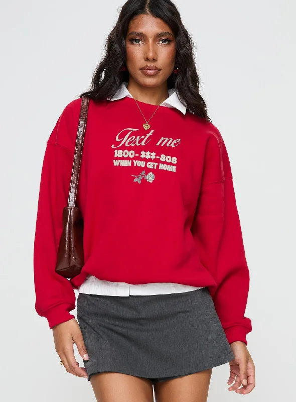 Text Me Crewneck Sweatshirt Cherry