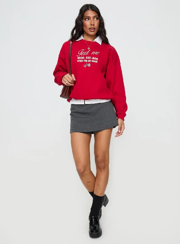 Text Me Crewneck Sweatshirt Cherry