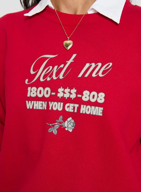 Text Me Crewneck Sweatshirt Cherry