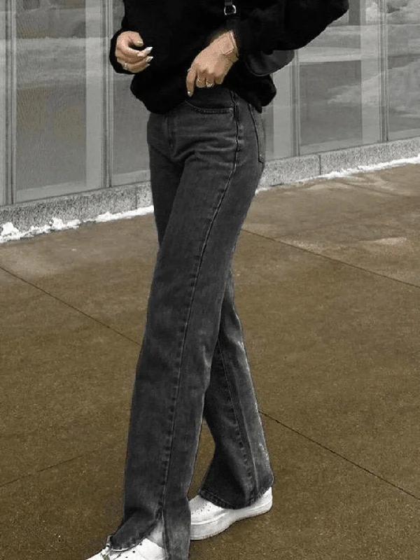 BerryBetty - Washed Split Boyfriend Jeans