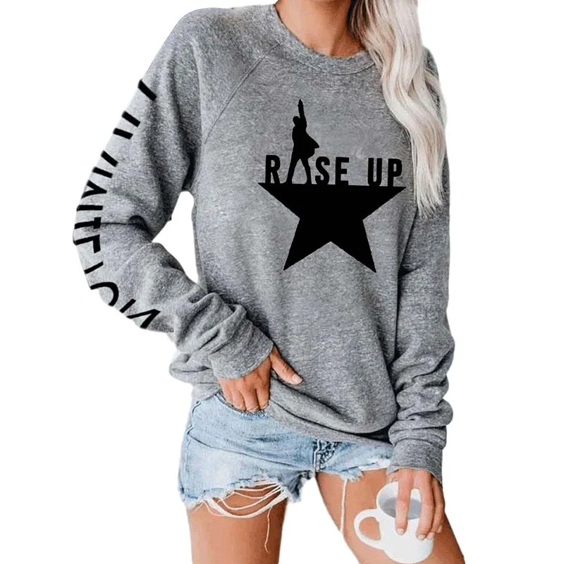 Women's Printed Round Neck Long Sleeve Pullover Sweaters