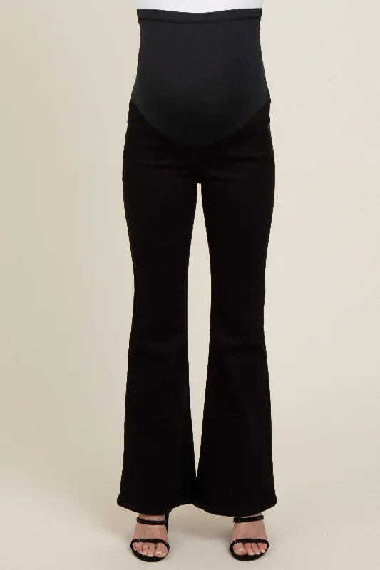 Black Flare Leg Maternity Jeans