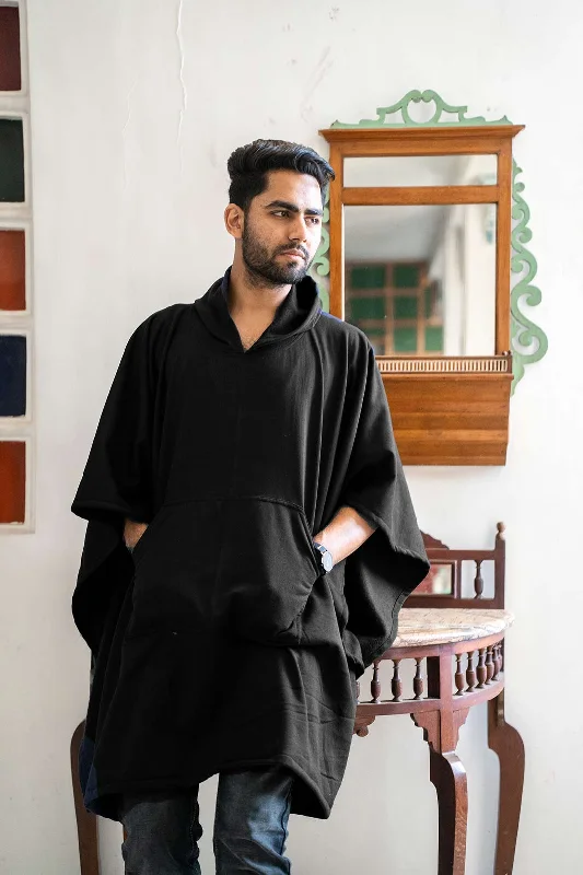 Black Poncho Hoodie - Solid (Male)