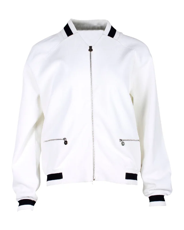 Chanel Knit Blouson Jacket in White Rayon