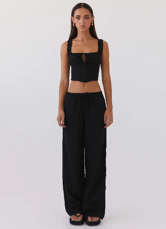 Fresh Face Linen Pants - Black