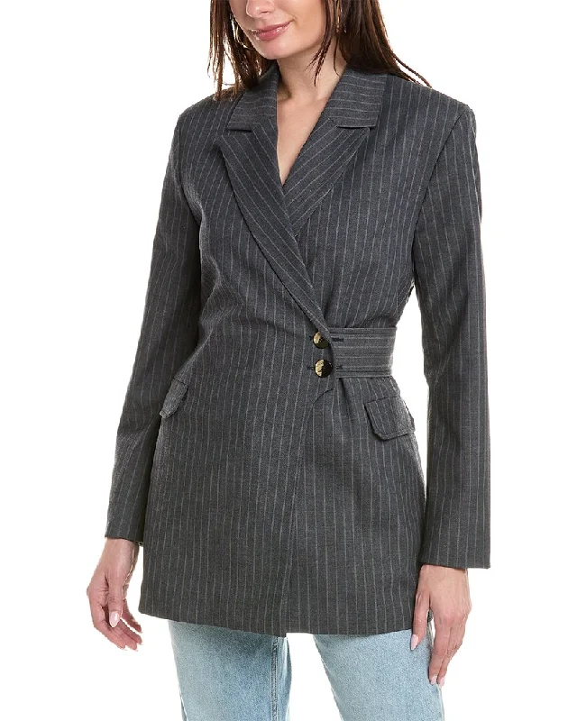 GANNI Stripe Belt Blazer