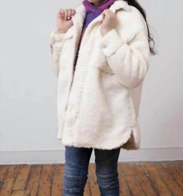 Girl's Fleece Jacket In Ivory