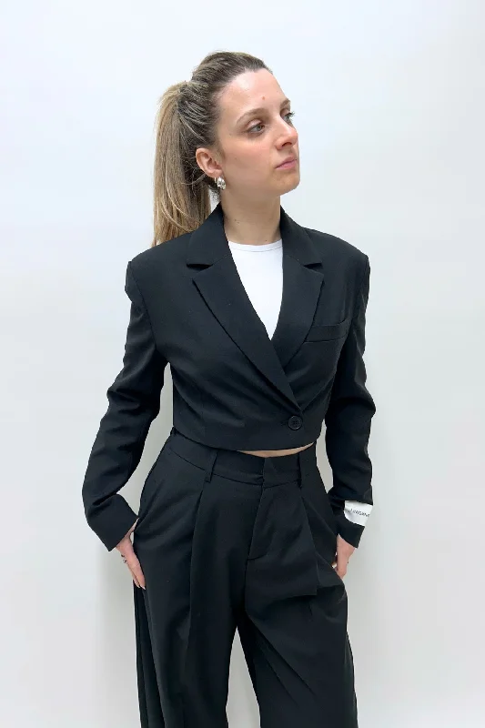 Hinnominate Blazer Corto 1 Bottone Nero Donna