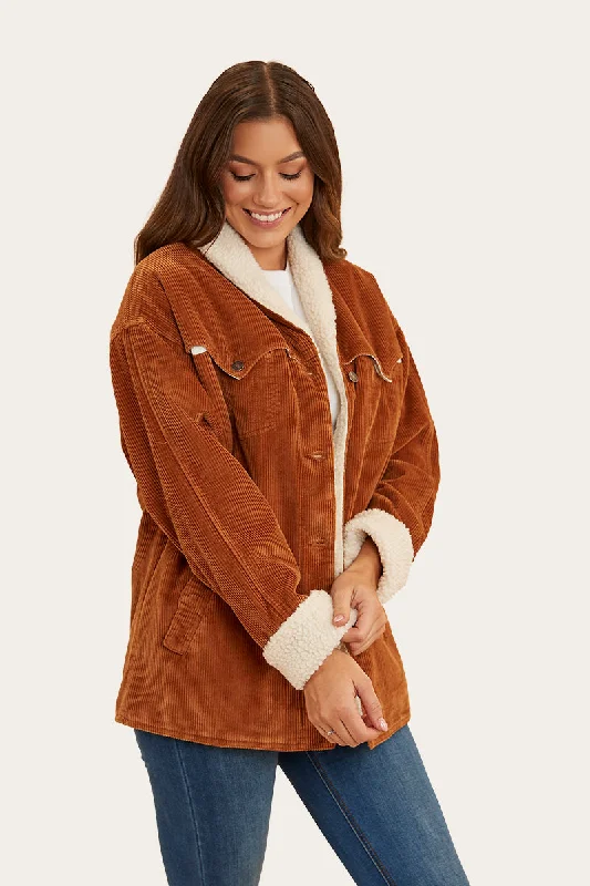 Lacey Womens Sherpa Jacket - Toffee