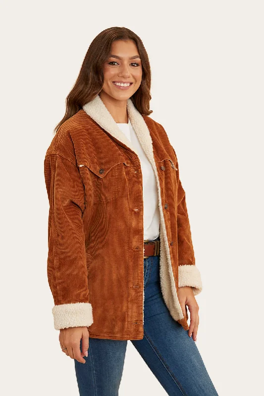 Lacey Womens Sherpa Jacket - Toffee