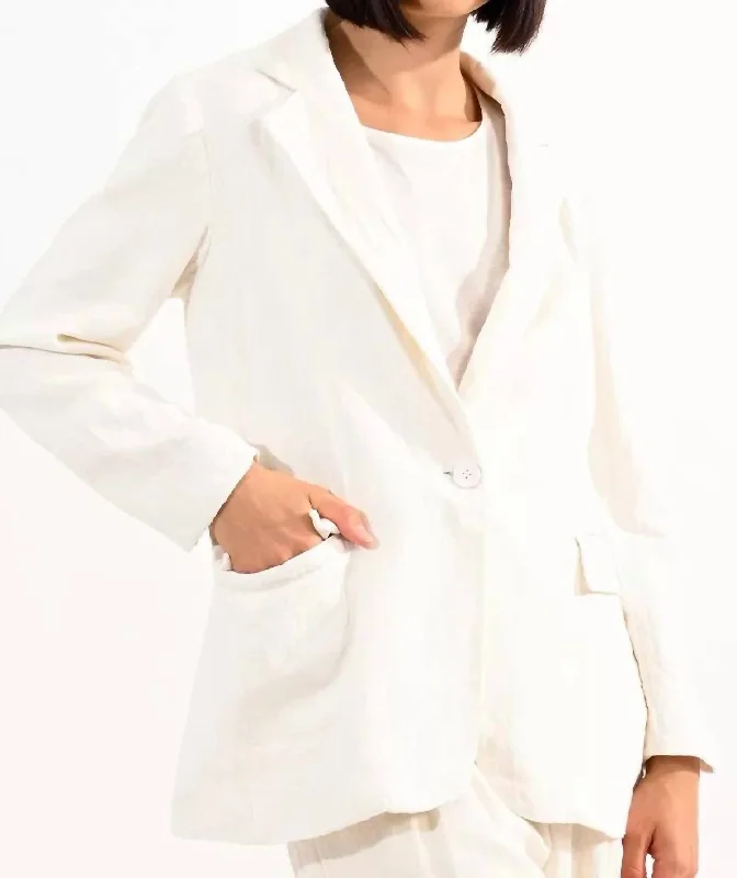 Linen Jacket In Off White