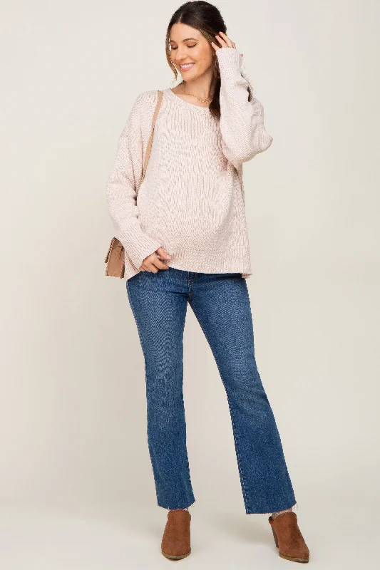 Navy Blue Bootcut Raw Hem Maternity Jean