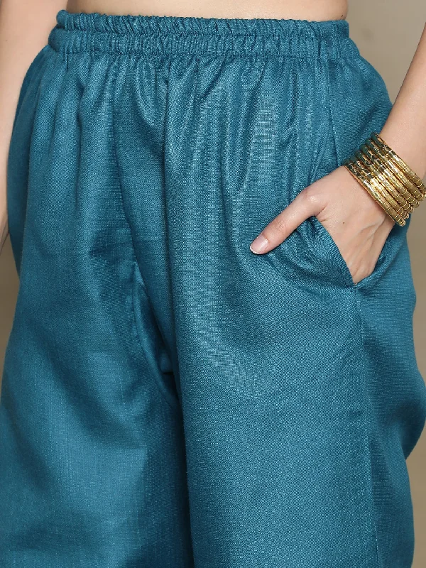 Teal CottonSlub Palazzo