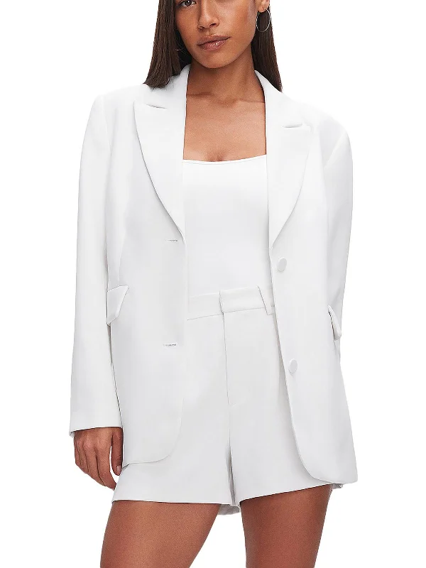 Womens Solid Long Sleeve Two-Button Blazer