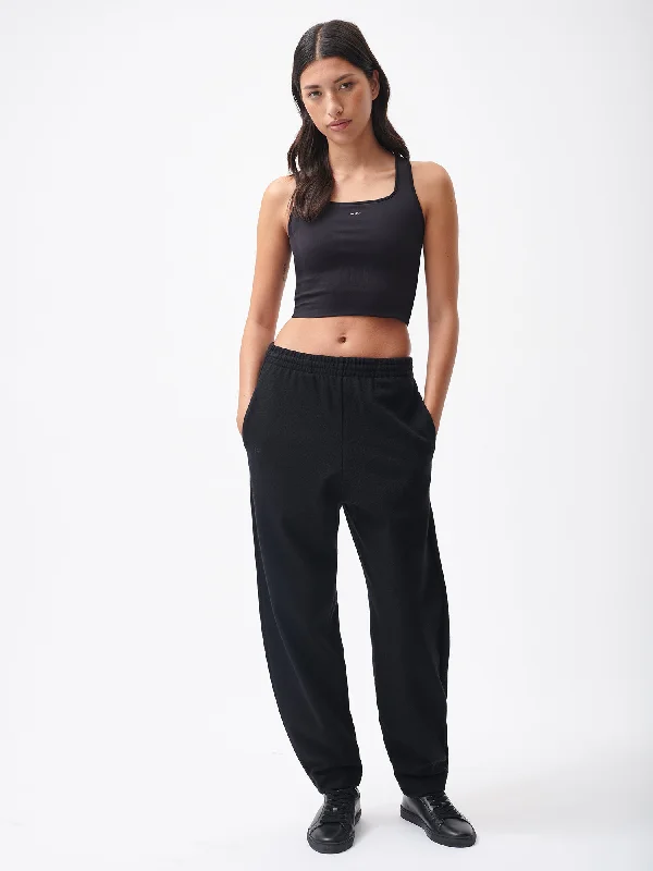 Recycled Wool Jersey Barrel-Leg Track Pants—black