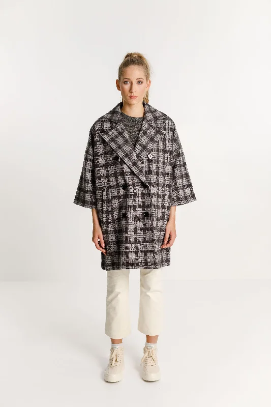 Trixie Coat - Sale - Charcoal Plaid