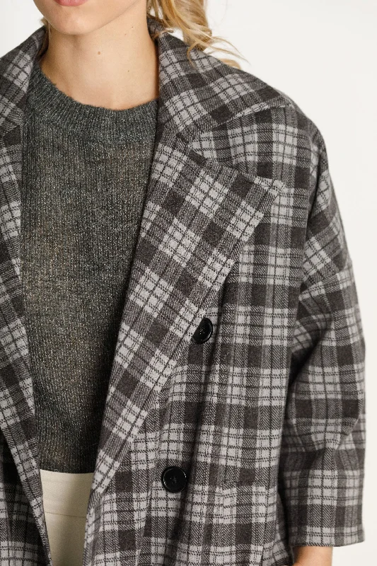 Trixie Coat - Sale - Charcoal Plaid